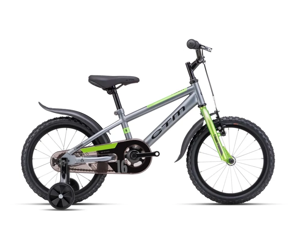 CTM Tommy 16" 2025 grafit-zöld gyermek kerékpár 